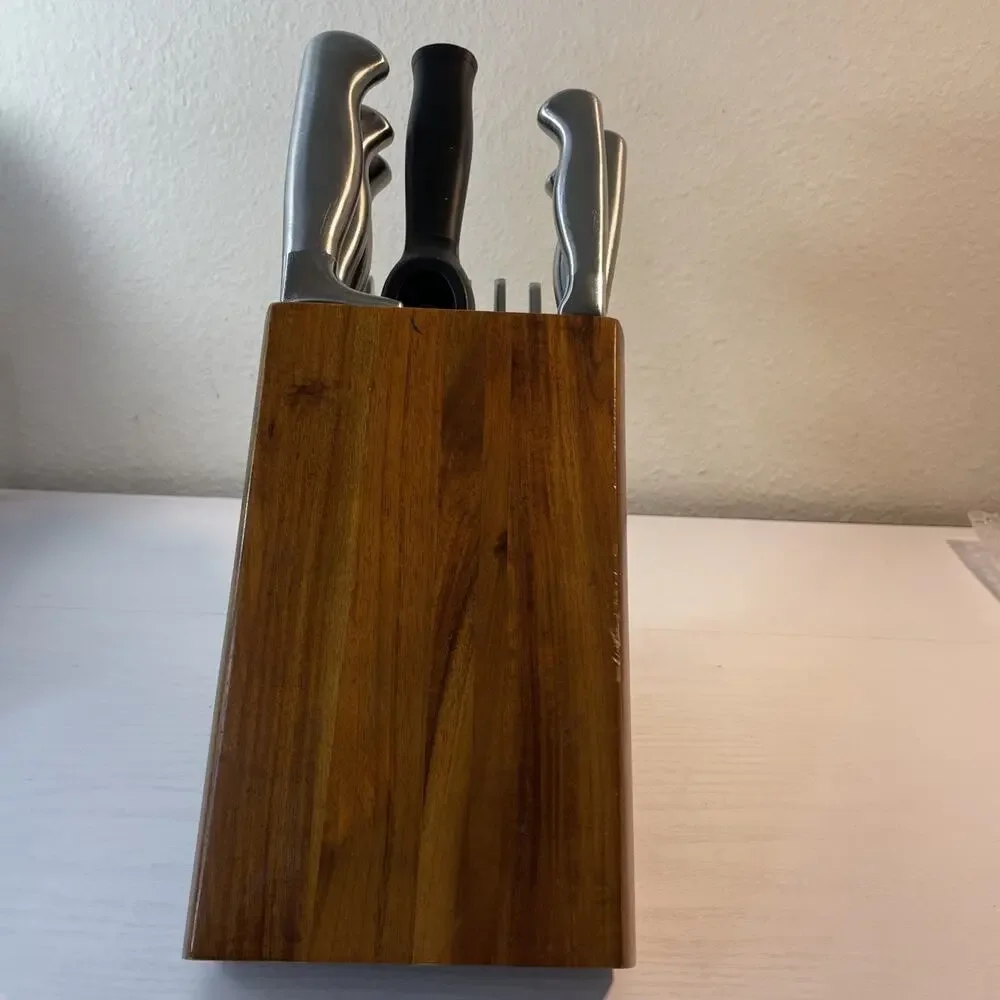 Sabatier 13pc Stainless Steel Hollow Handle Cutlery Set Wood Block Shears